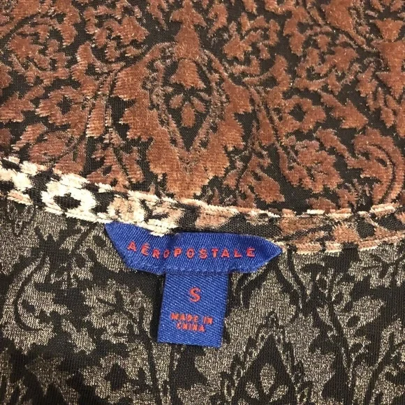 Aeropostale Soft Pink Brocade Long Sleeve Top S - Picture 5 of 8